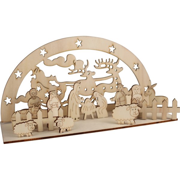 Crèche de Noel puzzle en bois à peindre, 10 pièces fait main en érable  massif