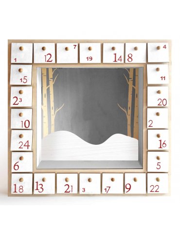 Calendrier Avent bois carré - Cadre vitrine 32cm - Graine Créative