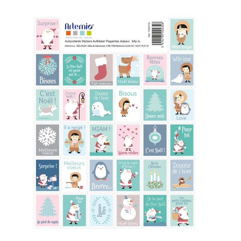 Set de 64 timbres autocollants "my little xmas" Artemio