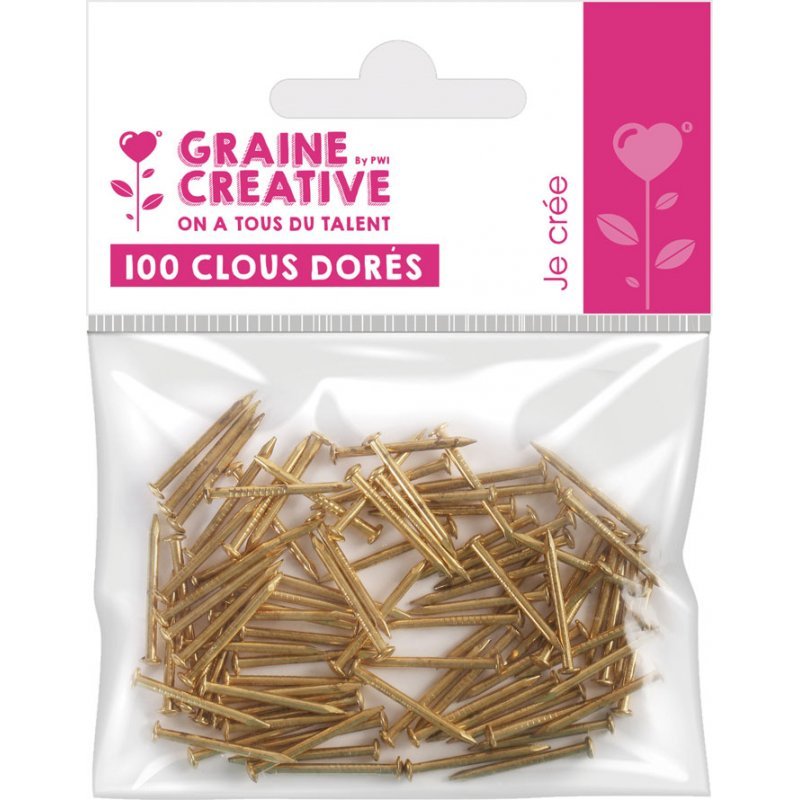 Sachet de 100 clous dorés 20mm