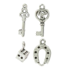 Charms métal chance argent vieilli 20 mm x 4 pcs - MegaCrea