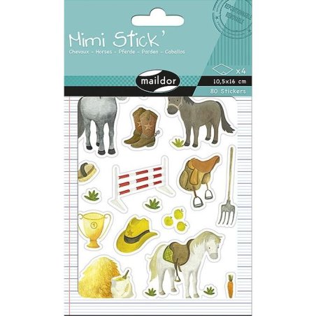 Set de 4 planches de gommettes Maildor Mimi Stick Cheveaux