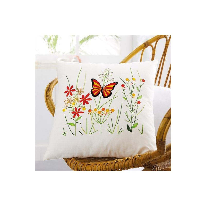 SET 2 COUSSINS A COL. PAPILLON ET FLEURS