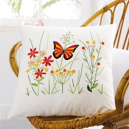 SET 2 COUSSINS A COL. PAPILLON ET FLEURS