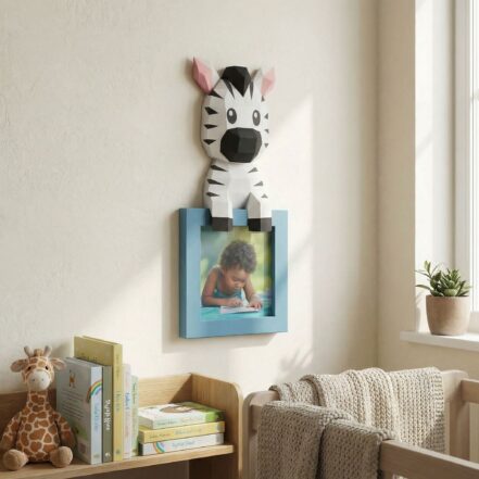 Cadre photo d'un zèbre en papercraft 3D