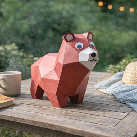 Papercraft de chat étirant en 3D