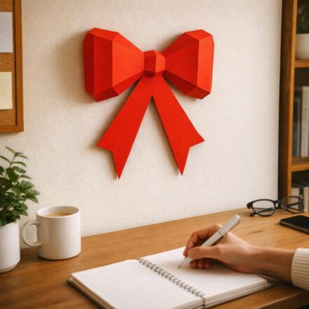 Noeud rouge mural en papercraft 3D