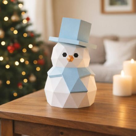 Papercraft bonhomme de neige en origami