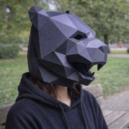 Papercraft de masque Panthère Noire en origami
