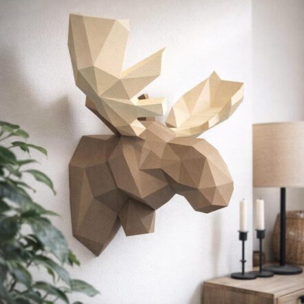 Papercraft de tête d'élan murale en 3D