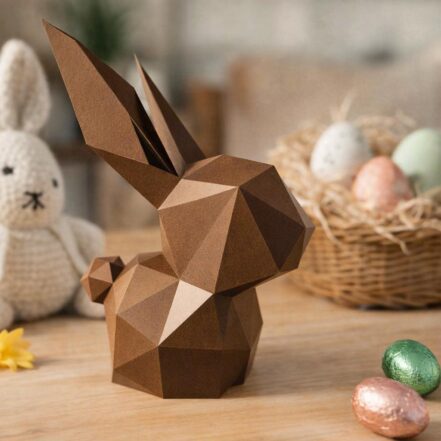 Papercraft lapin de Pâques dans son oeuf en 3D
