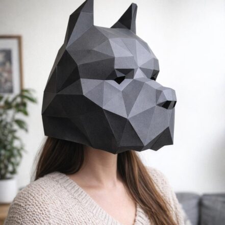 Papercraft masque de pitbull en 3D