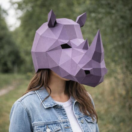 Papercraft masque rhinocéros en origami