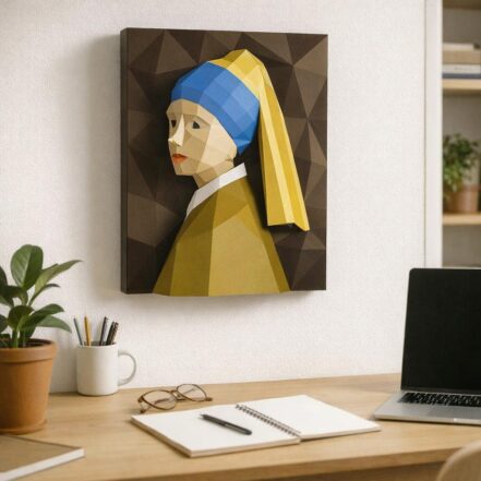 Tableau mural La jeune fille à la perle en Papercraft 3D