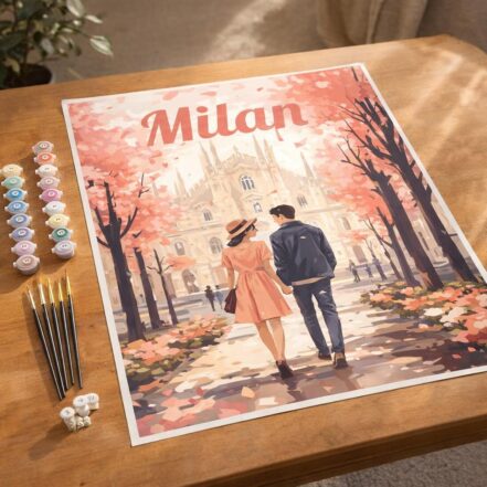 Affiche de voyage Milan en fleurs - Toile roulée