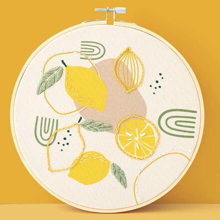 Kit broderie citron - Tambour 20cm