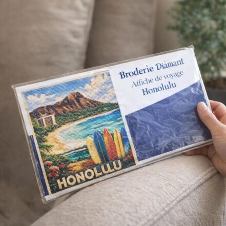 Broderie Diamant - Affiche de voyage Honolulu