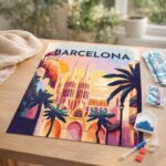 Broderie Diamant - Affiche Poster Barcelone