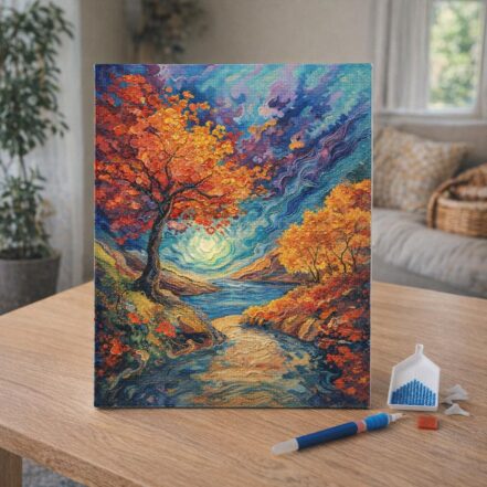 Broderie Diamant - Automne surréaliste inspiré de Van Gogh