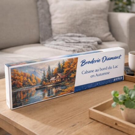 Broderie Diamant - Cabane au bord du Lac en Automne