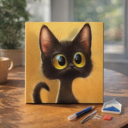 Broderie Diamant - Chat joueur en Automne
