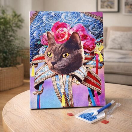 Broderie Diamant - Chat joueur en Automne
