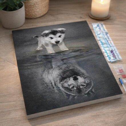 Broderie Diamant - Chien et Rose