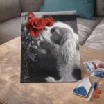 Broderie Diamant - Chien et Rose
