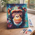 Broderie Diamant - Chimpanzé Coloré Abstrait