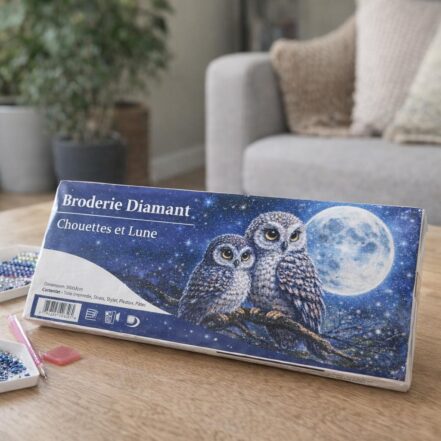 Broderie Diamant - Chouettes et Lune