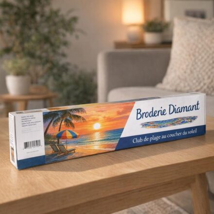 Broderie Diamant - Club de plage au coucher du soleil