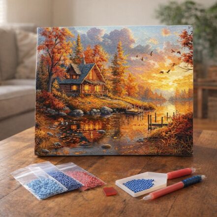 Broderie Diamant - Cottage de la Rivière en Hiver
