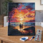 Broderie Diamant - Couple et coucher de soleil coloré