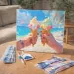 Broderie Diamant - Glace en bord de mer