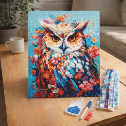 Broderie Diamant - Hibou Coloré Abstrait