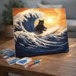 Broderie Diamant - La Grande Vague du Chat Noir