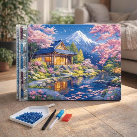 Broderie Diamant - Maisons en bord de plage