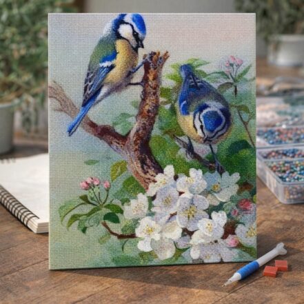 Broderie Diamant - Mésanges sur branche