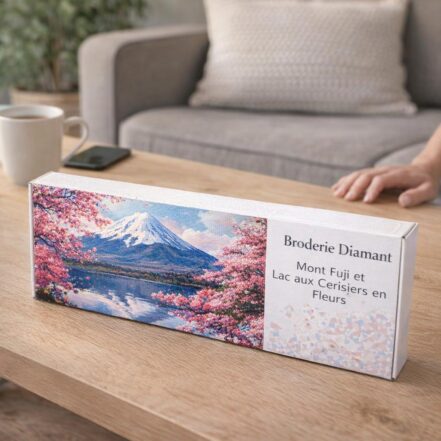 Broderie Diamant - Mont Fuji et Lac aux Cerisiers en Fleurs