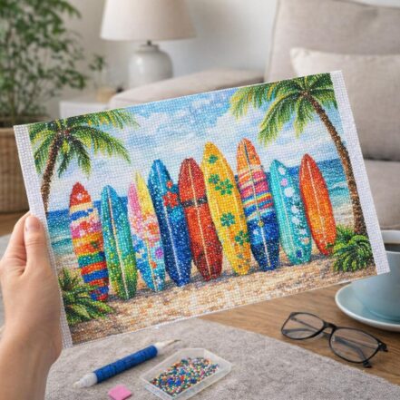 Broderie Diamant - Planche de surf colorées