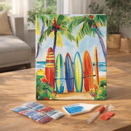 Broderie Diamant - Plage tropicale