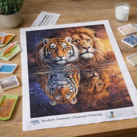 Broderie Diamant - Reflet Tigre et Lion