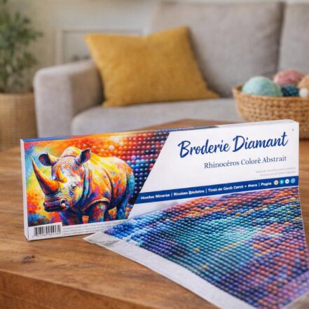 Broderie Diamant - Rhinocéros Coloré Abstrait