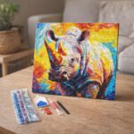Broderie Diamant - Rhinocéros Coloré Abstrait