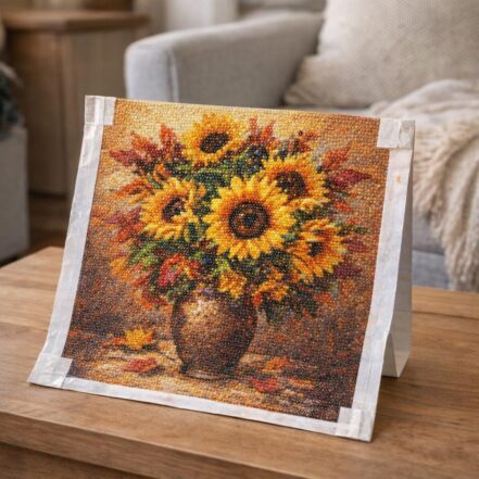 Broderie Diamant - Vase de tournesols automnal