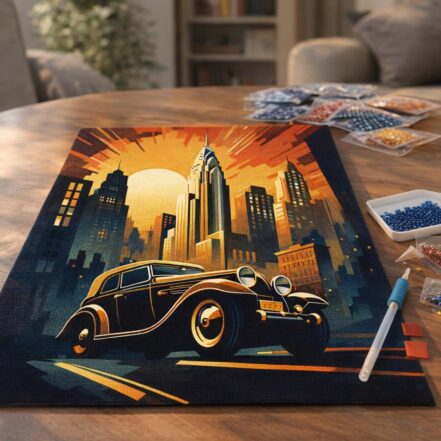 Broderie Diamant - Voiture classique à Mexico