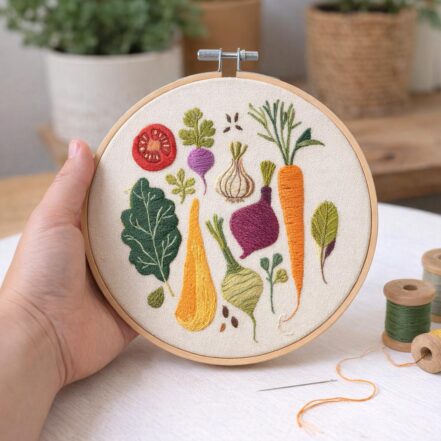 Kit broderie Potager - Tambour 20cm