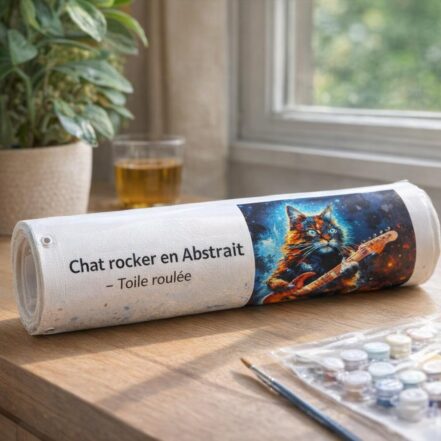 Chat rocker en Abstrait - Toile roulée