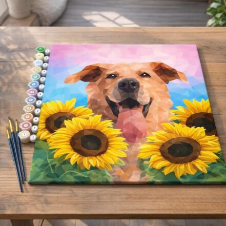 Chien Polygon Art - Toile roulée
