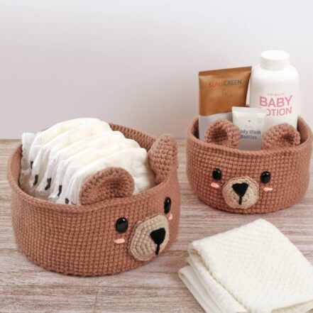KIT DIY : 2 corbeilles en crochet Ours